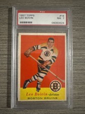 1957 Topps #18 Leo Boivin, PSA 7 #06083624, Boston Bruins