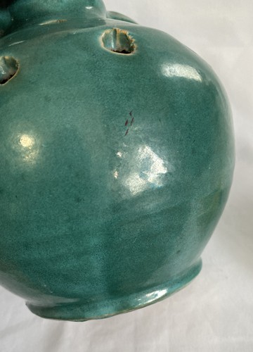 Vintage J.B. Cole Pottery North Carolina 1930’s Turquoise Green Flower Frog Vase - Picture 6 of 10