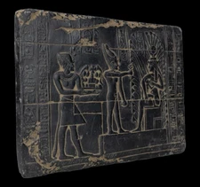 Authentic Ancient Egyptian Plaque–Isis Blessing Pharaoh Ramses II with Thutmose
