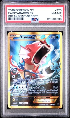 2016 POKEMON XY BREAKPOINT SECRET #123 FULL ART/GYARADOS EX PSA 8