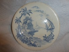 ANCIENNE ASSIETTE FAIENCE DE GIEN MODEL BLEU VUES D'ORIENT