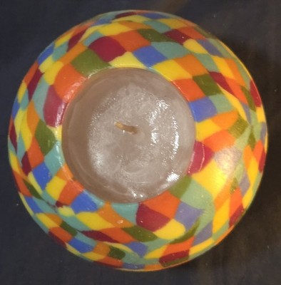 Handcrafted Multicolor Mosaic Pattern Unscented Round All Wax Candle