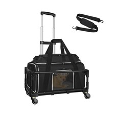 Petskd Top-Expandable Small Pet Carrier with Wheels(18" L x 11" W x 11" H), D...