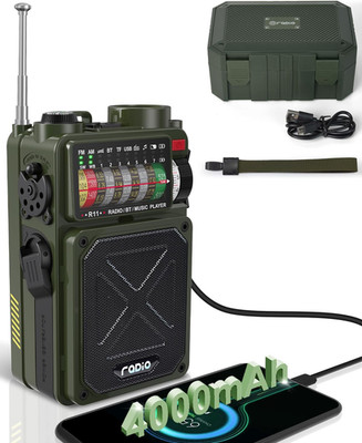 NOAA/SW/AM/FM, Solar/Hand Crank/Usb Charging, Bluetooth Receiver/Usb/Tf 