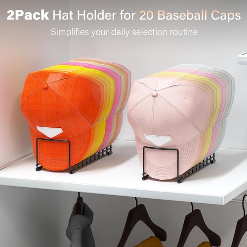 2 Pack Hat Organizer for Baseball Caps, Metal Hat Stand for 20 Baseball Caps - Picture 3 of 6