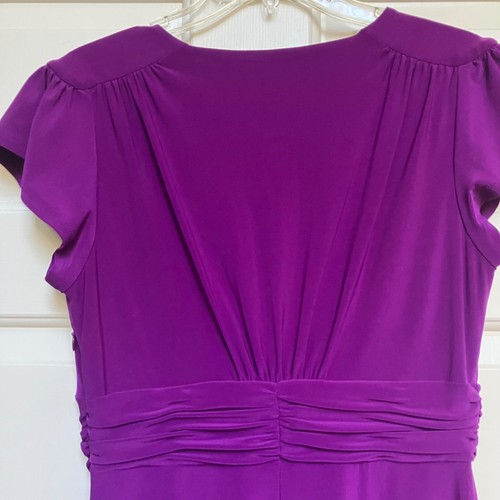 Evan Picone Purple Dress Size 10 V Neck Short Sleeve Stretch Party Cocktail - Picture 8 of 11