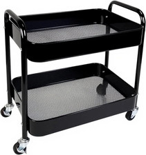 2 Tier Rolling Cart with Wheels for under Desk Storage & Pantry Room, Large Capa