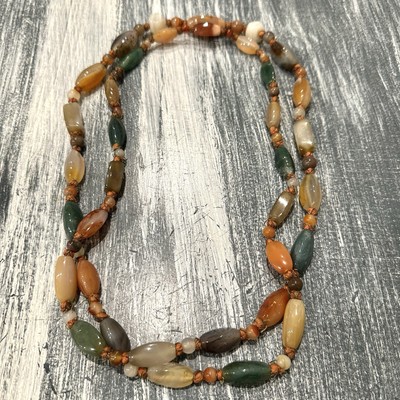 Nice Long Quartz & Gemstone Bead Necklace 52 