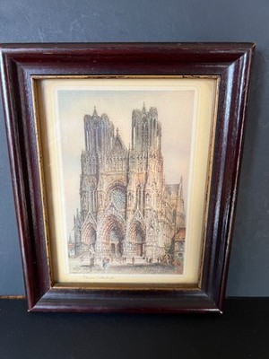 Small Rheims Cathedral Framed Color Print  7.25'' x 5.75'' RCC