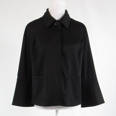 Black cotton blend MAGASCHONI COLLECTION stretch 3/4 sleeve jacket 10