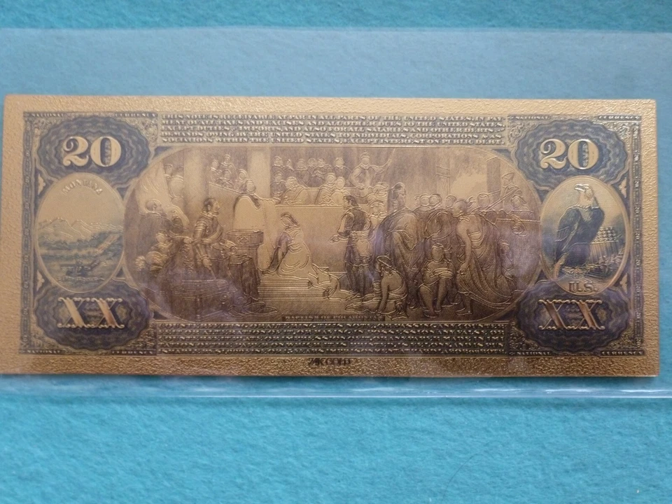 1875 series,999 Gold leaf-colored 20 Dollars. - Image 2 of 2