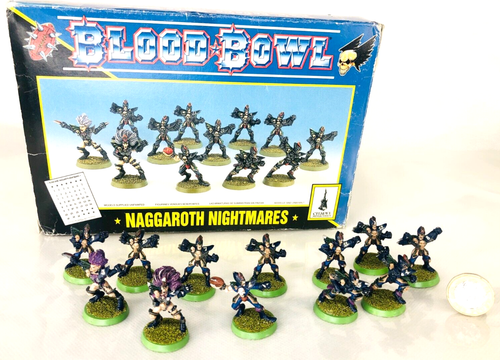 Dark Elf Team Blood Bowl Metal Well Painted Oop Rare Naggaroth Nightmares & Box - Zdjęcie 1 z 17