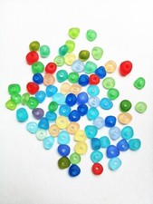 10 Pcs 4mm Big Holes Center Drilled Beach Sea Glass Beads Pendant Jewelry Making