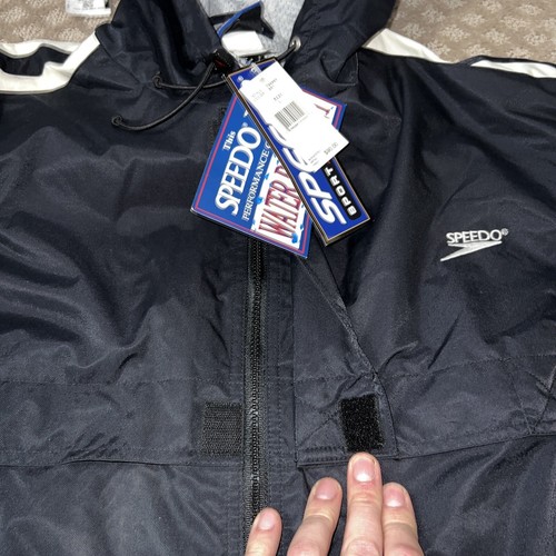 Felpa con cappuccio giacca frangivento Speedo Vintage NOS Sport Systems nera taglia Large anni '90 - Foto 6 di 8