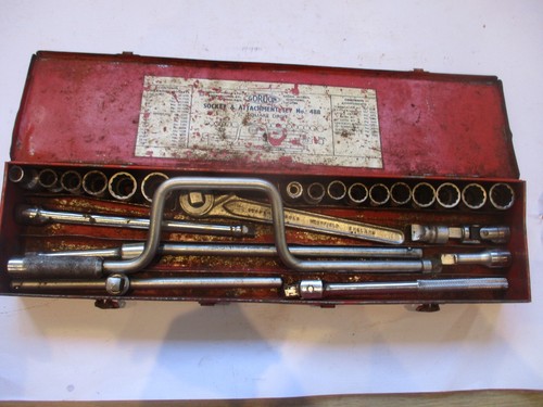 Vintage 1/2" Drive 26 Piece GORDON Socket Set ratchet driver ext bars etc