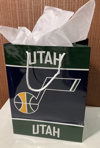 Utah Jazz Official NBA 13 Inch X 10 Inch Glossy Gift Bag W/ White Gift Paper! - Picture 1 of 4