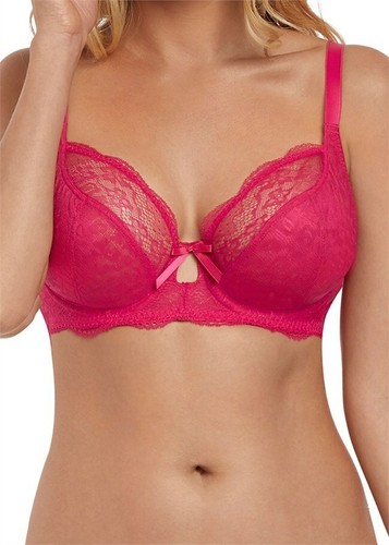 Neu ohne Etikett Lippenstift Freya Bügel Spitze transparent BH 32DDD 1011