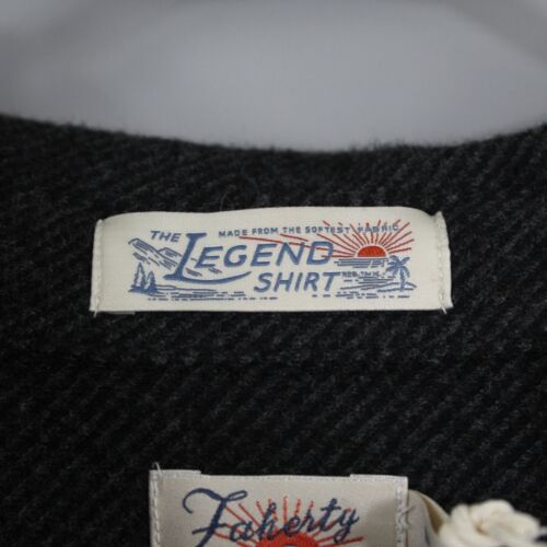 Faherty Shirt Women Medium The Legend Button Up Sweater Top Flannel Black Comfor - Picture 6 of 12