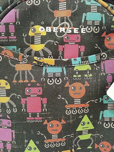 Obersee Bern Diaper Bag Backpack with Cooler Robot Print Multi Color 15x12in b10 - Picture 2 of 7