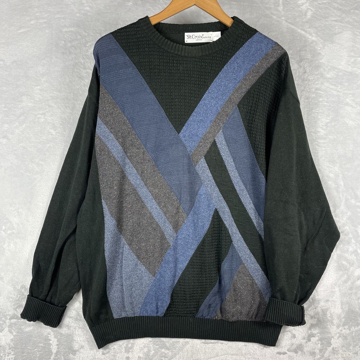 Vintage St Croix Sweater Mens Large Black Cosby Grandpa 90s 80s Vintage St Croix Sweater Mens Large Black Cosby Grandpa 90s 80s