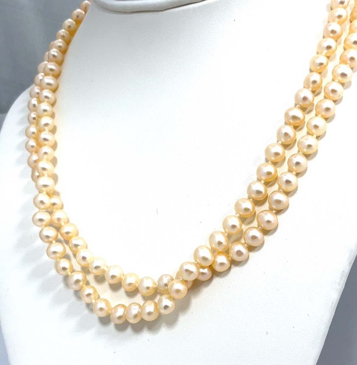 18” x 6mm JCM Freshwater Pearls Double Strand Necklace w/ 14k YG