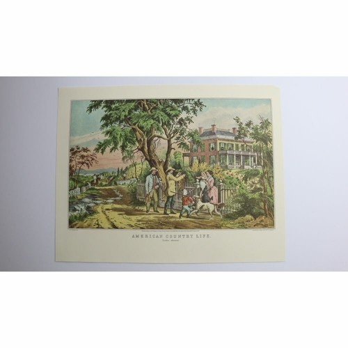 Currier Ives Vtg Paper Print American Country Life October Afternoon Home Art - Picture 2 of 6