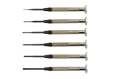 Grobet 52.480 Mini Slotted Screwdriver Set 6pc In Carry Pouch 3.5" Made in U.S.A - 第 1/1 張圖片