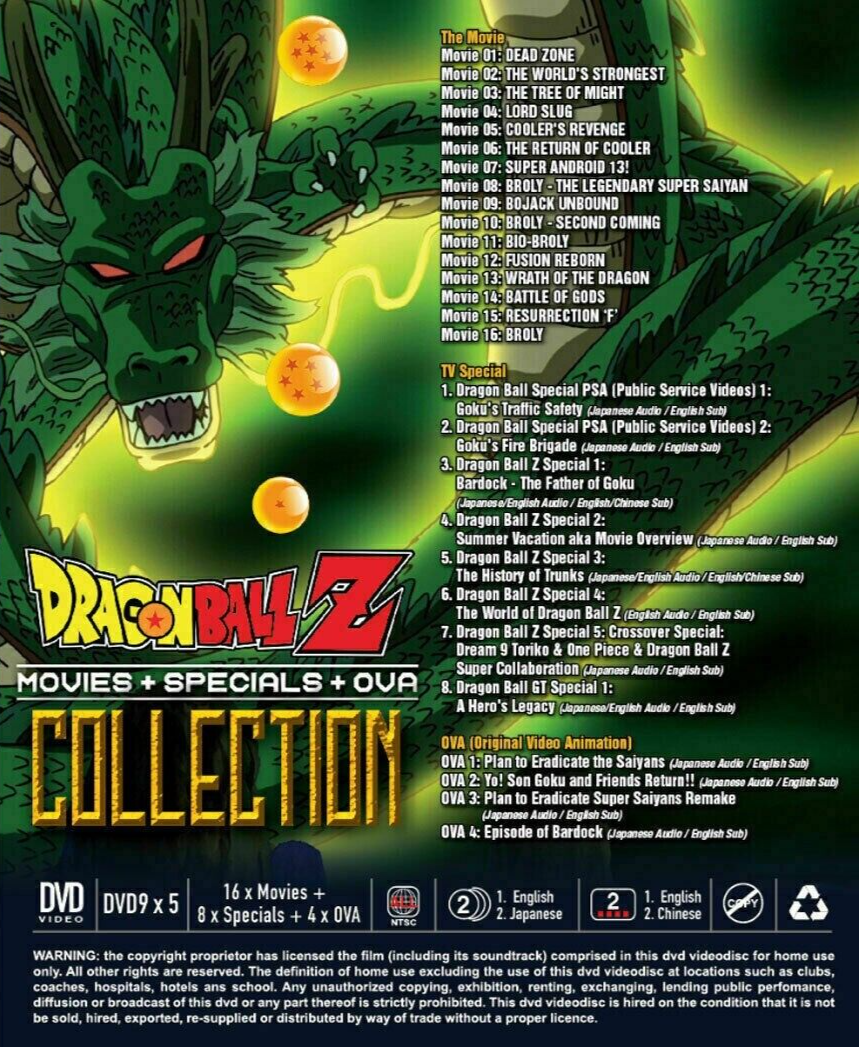 Dvd Dragon Ball Z Todos Os Filmes + Especiais + Ovas Dublado