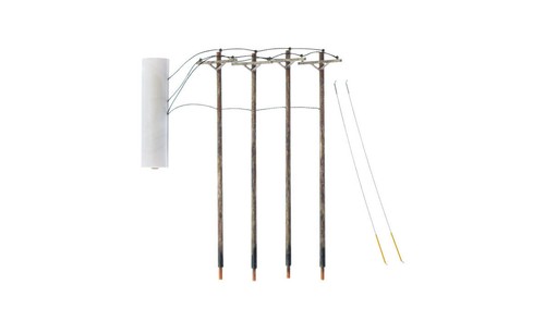 Woodland US2280 O Scale Pre-Wired Poles Single Crossbar - Picture 3 of 7