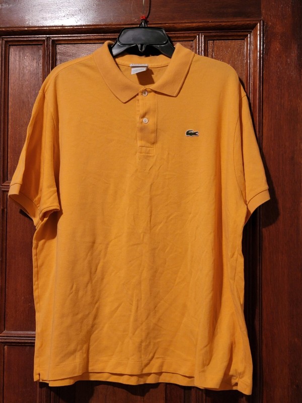 Vintage " Devanlay" LACOSTE Tennis Polo Shirt XL-8-Orange Sherbert