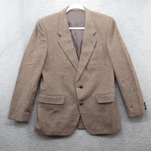 Jules Pilch Tweed Camel Wool Blazer Jacket Sports Coat Mens 42 R Brown Beige
