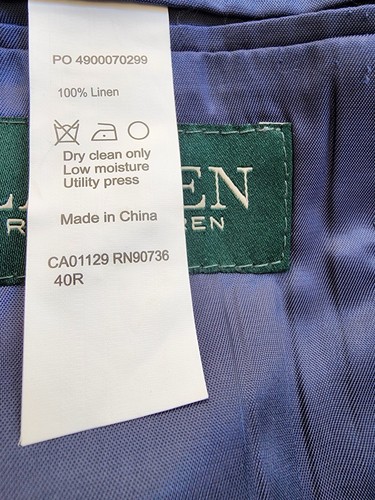 RALPH LAUREN BLAZER BLAU FENSTERSCHEIBE KARIERT LEINEN KERBE REVERS CH 40" NEU - Bild 6 von 7