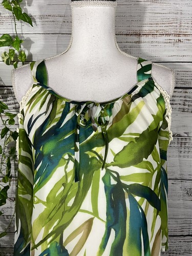Chico's Cold Shoulder Blouse size 4 6 0 Green Blue Sheer Garden Lace Beach Boho - Picture 3 of 11