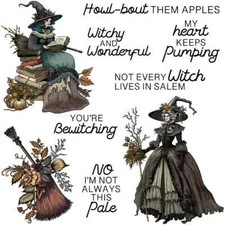 Halloween Witches Witchy and Wonderful Bewitching Metal Cutting Dies Clear Stamp