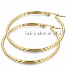 34MM-63MM Women Gold Tone Stainless Steel Large Round Big Hoop Dangle Earrings