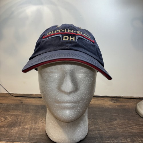 Put-in-Bay PIB Ohio Baseball J Hat Cap Blue Red Embroidered Distressed Hat Cap - Picture 2 of 8