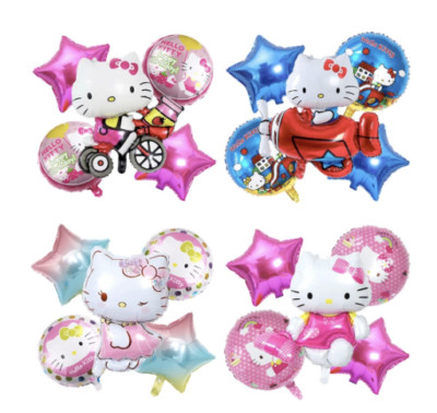 5-teiliges Hello Kitty Ballon Set Folie Ballons Hello Kitty Thema Geburtstag