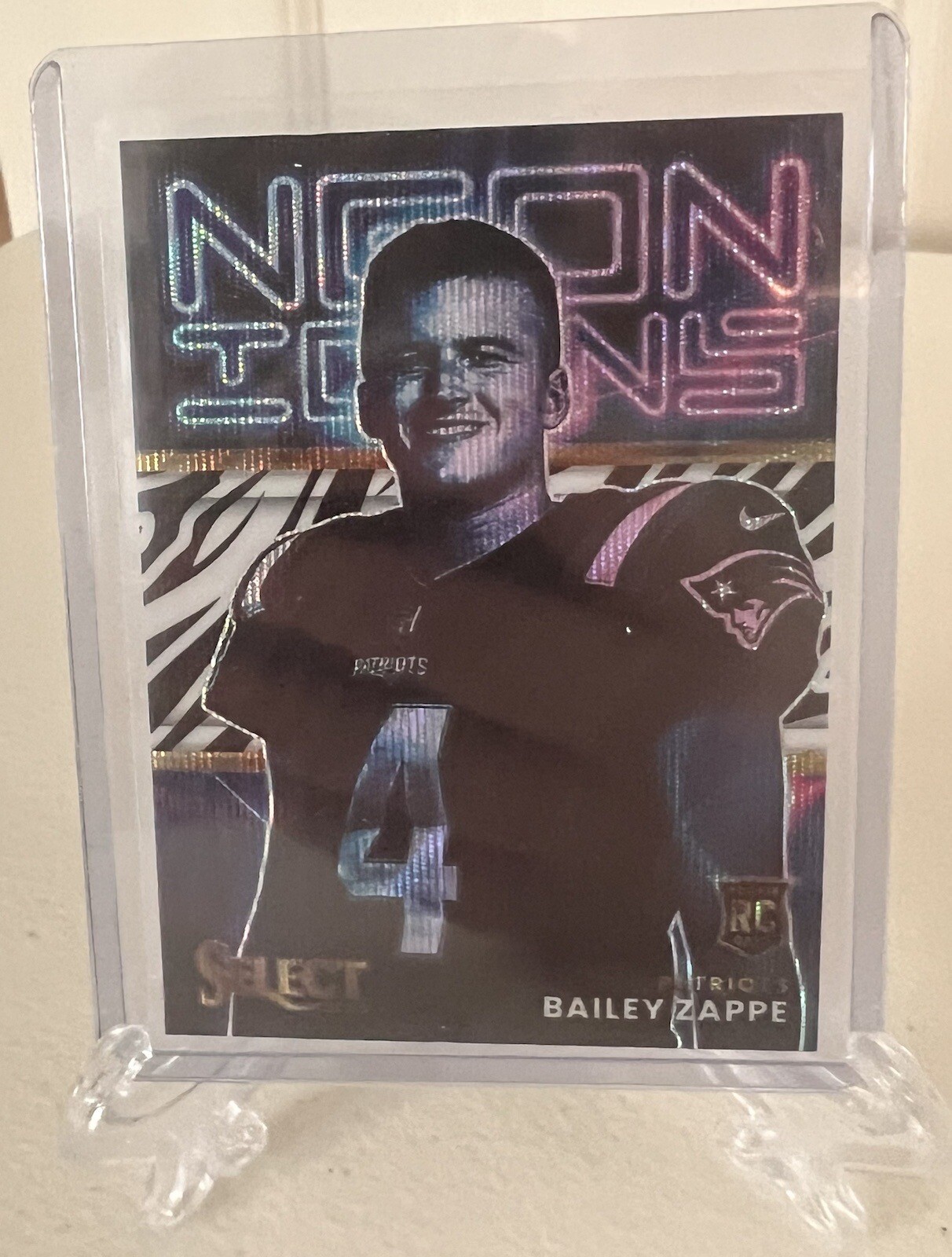 Bailey Zappe 2022 Select Neon Icons Zebra SSP Case Hit Patriots Rookie RC #NI-14