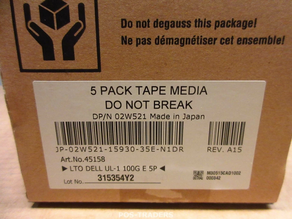 5 PACK - 2W521 - Dell 100GB/200GB LTO Ultrium 1 Data Cartridge - NEW NEU NUOVO - Bild 2 von 4