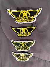 Lot of 4 AEROSMITH 1" to 3 3/4" Band Logo STICKERS Black Yellow FAST FREE SHIP 