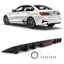 For 3 Series Sedan G20 2019-25 Black Car Rear Bumper Diffuser Spoiler Lip 6 Fins