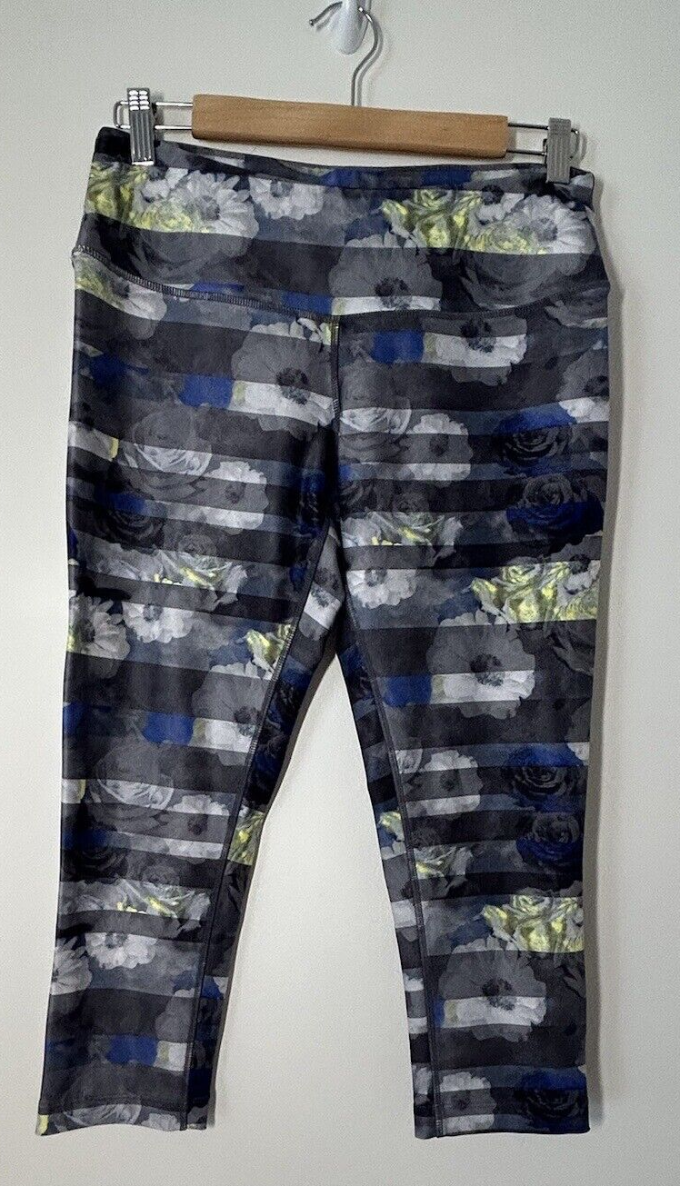 ALTRA MONDETTA Leggings Allenamento Yoga Donna Taglia Media Grigio Righe Floreale