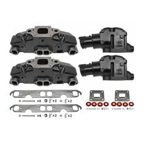MERCRUISER 5.0 5.7 6.2 VORTEC IRON DRY EXHAUST MANIFOLDS / RISERS KIT