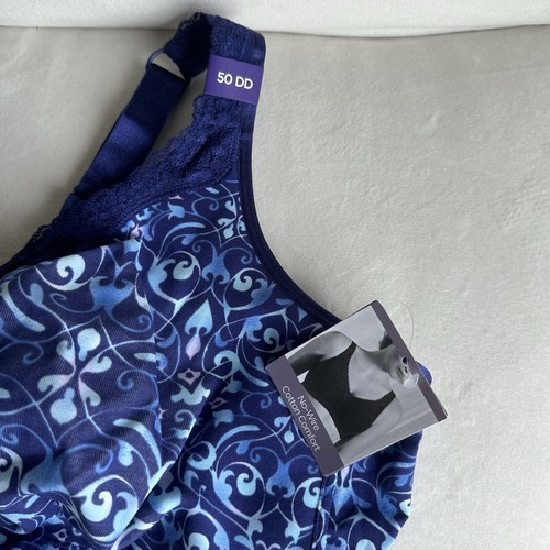 Catherines 50 DD No Wire Back Smoother Bra Full Coverage Blue Plus B36 - Picture 2 of 4