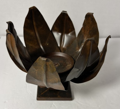 JAN BARBOGLIO Metal FLOWER PEDESTAL CANDLE HOLDER