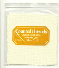 Counted Threads Counted Cross Stitch Fabric Cream Aida 14 count 3 pieces 6"x6"
