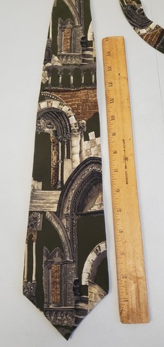 Structure Men's Tie Architecture Italian Columns 100% Silk Vintage Made in USA - Picture 5 of 7