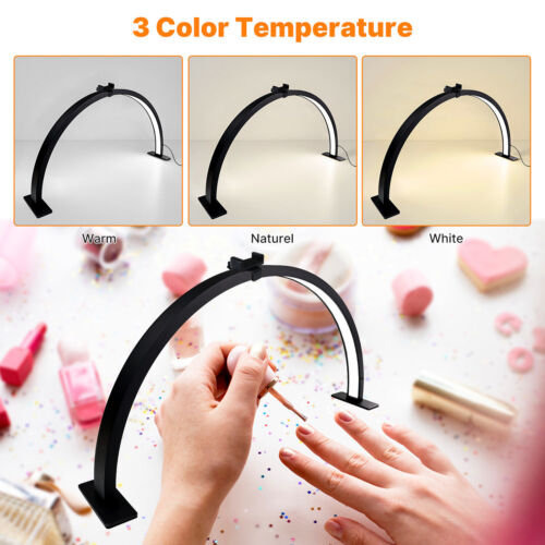 Half Moon Light w/Phone Holder 39W Nail Desk Lamp 29" Nail Lash Light Arch Light - Picture 4 of 11