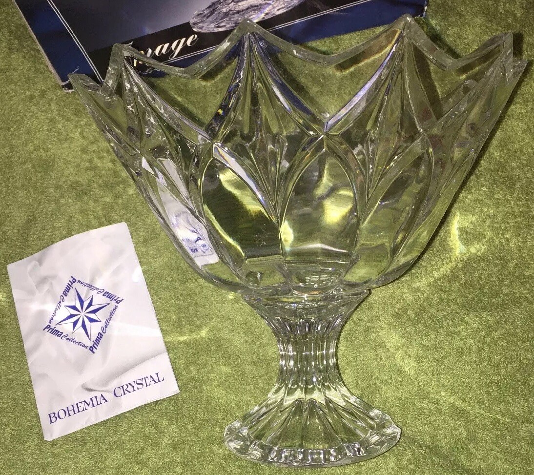 Image Bohemia Crystal Footed Bowl Lead Crystal 24% Pbo Made In