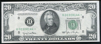 FR. 2059-H* 1950 $20 TWENTY DOLLARS *STAR* FEDERAL RESERVE NOTE GEM UNC ...